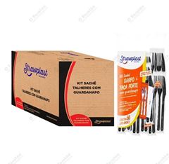 KIT BOX CHURRASCO PT GARFO E FACA STRAW